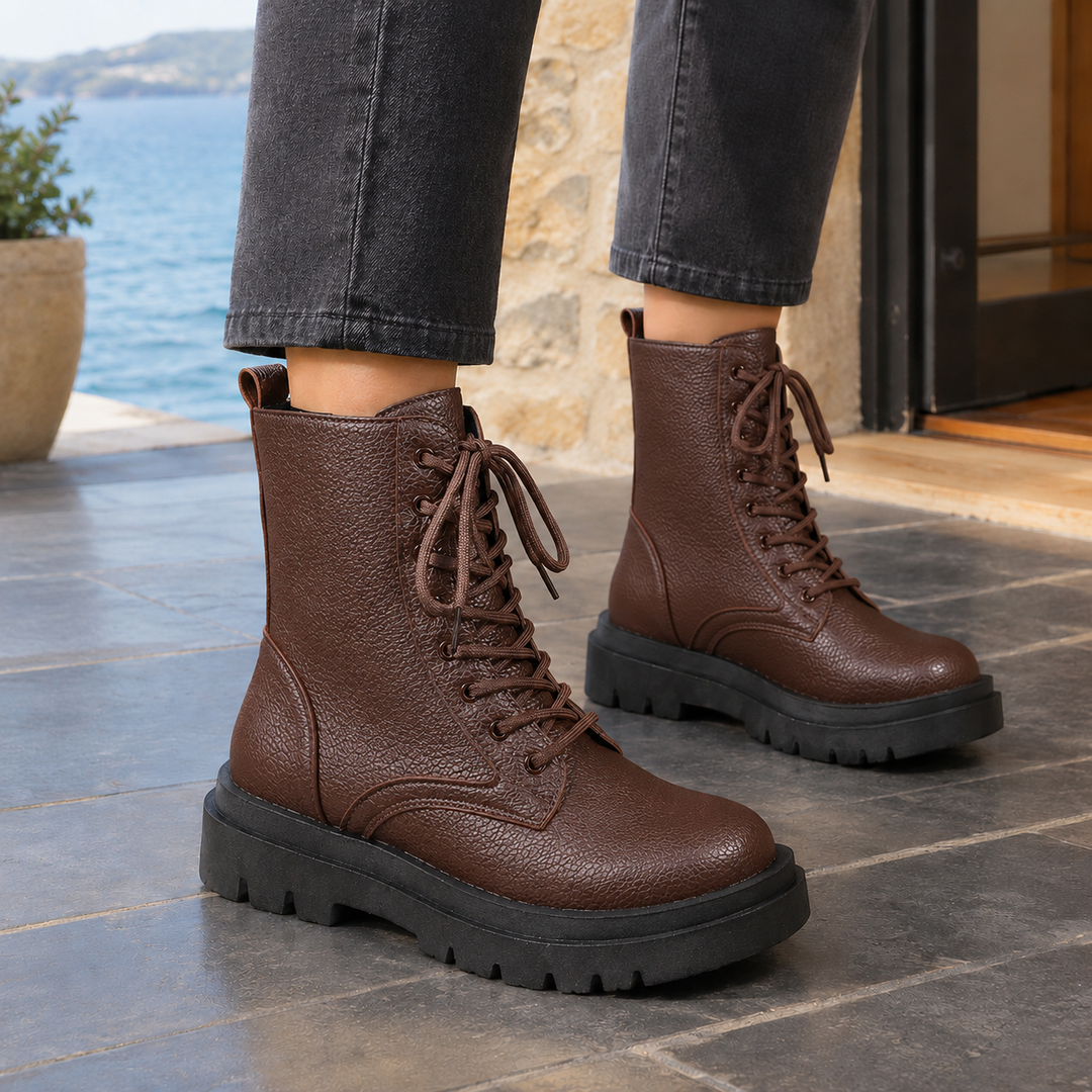 Women's Platform Ankle Boots Dark Brown