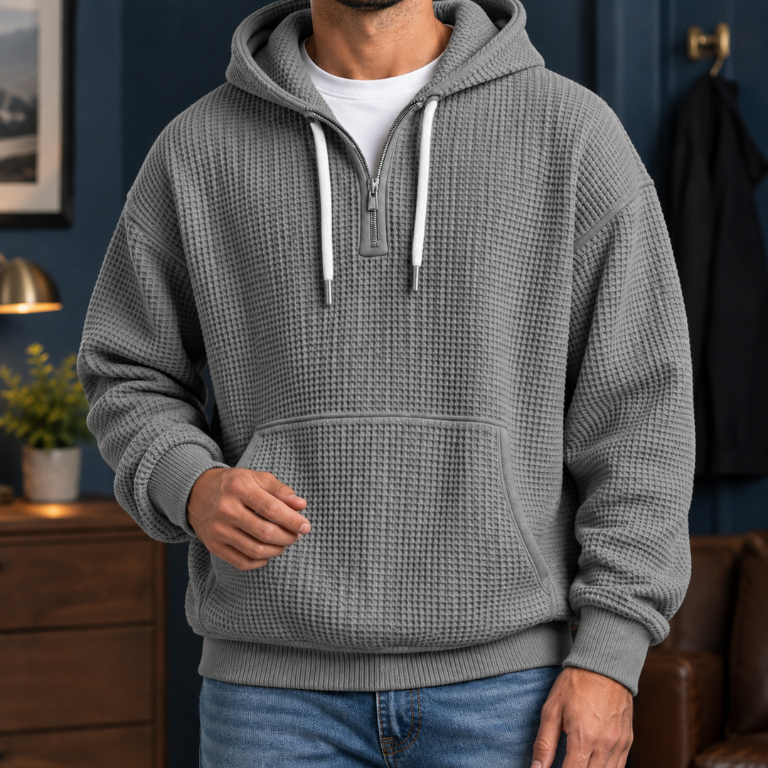 Men's Waffle Knit Hoodie Gray