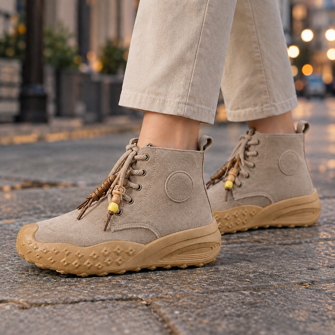 Women's Platform Ankle Boots Beige