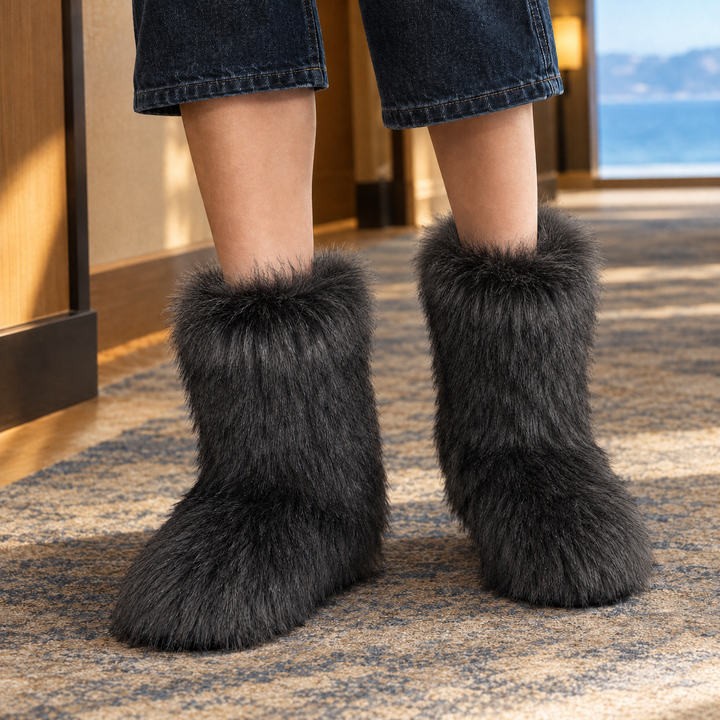 Women's Plush Ankle Boots Black