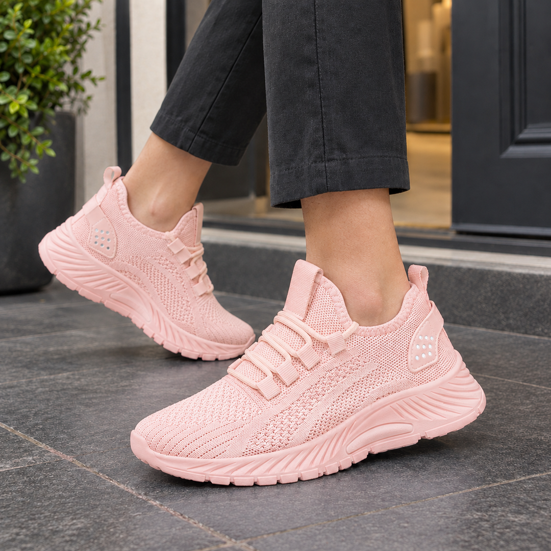 Women's Magenta Knit Casual Sneakers Pink