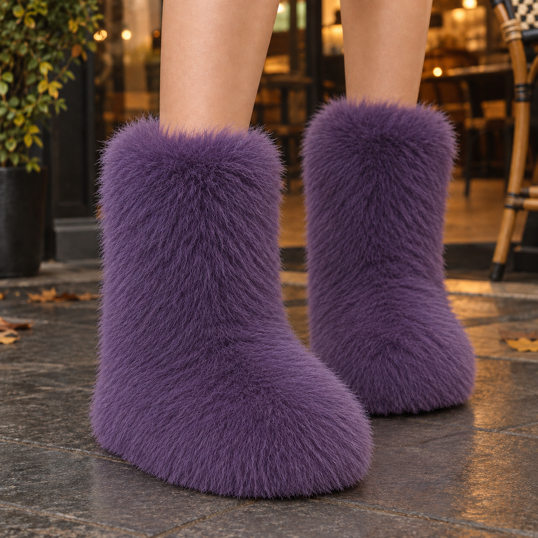 Women's Plush Ankle Boots Purple