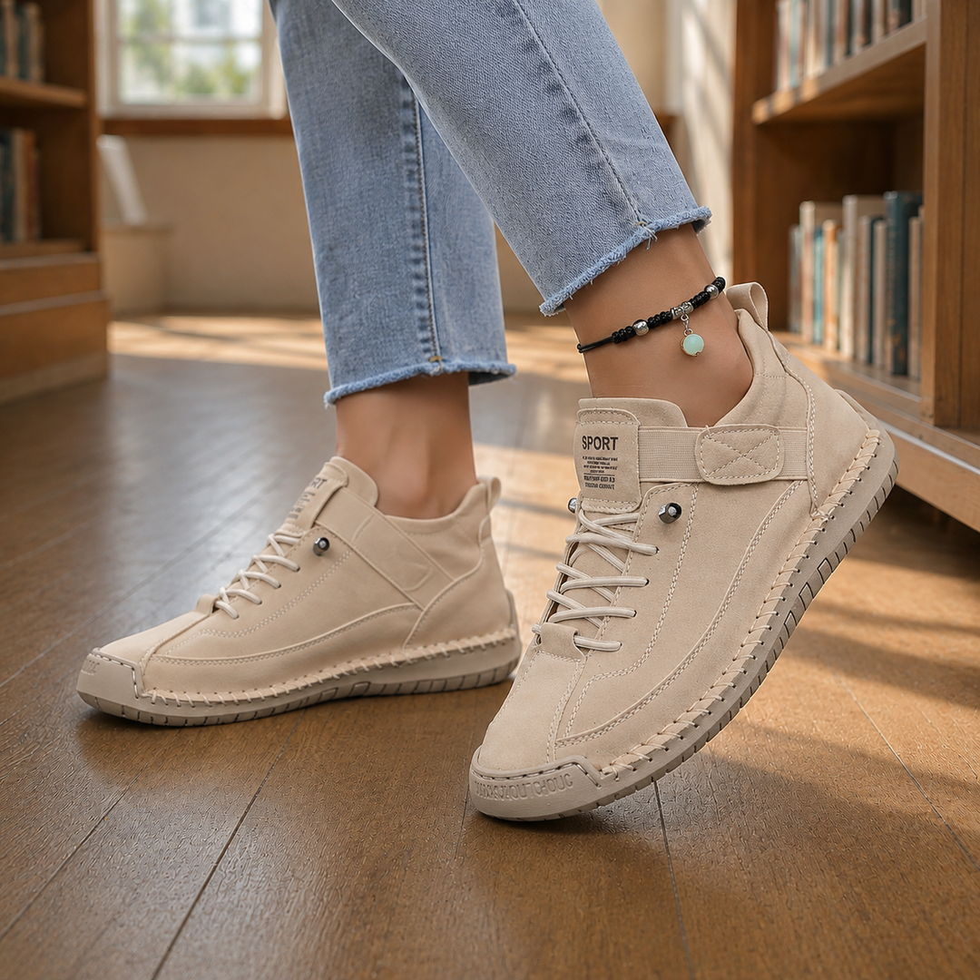 Women's Elastic Lace Sneakers Beige