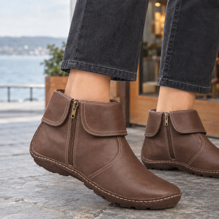 Women's Zip Ankle Boots Light Brown