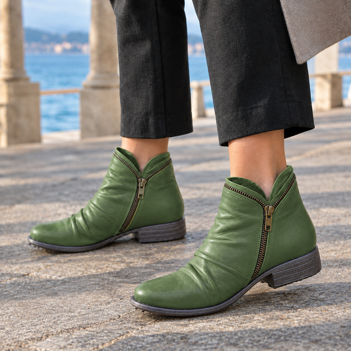 Women's Zip Ankle Boots Green