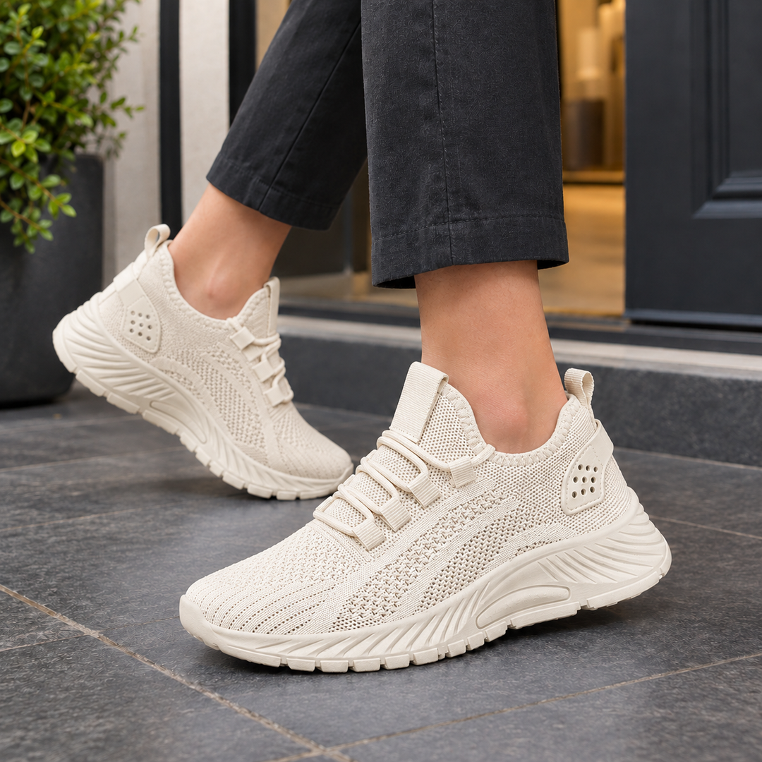 Women's Magenta Knit Casual Sneakers Beige