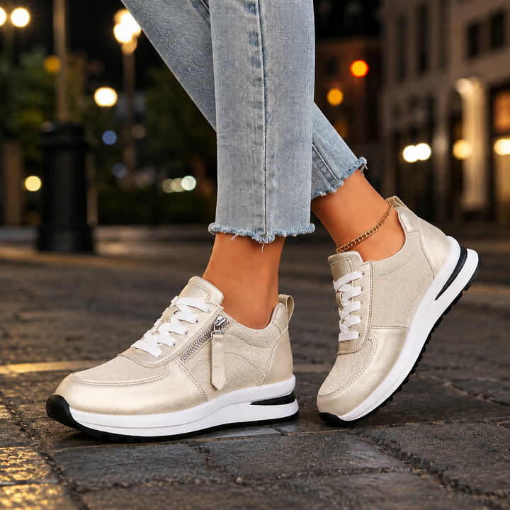 Women's Orthopedic Sneakers for Comfort and Support Shiny Beige