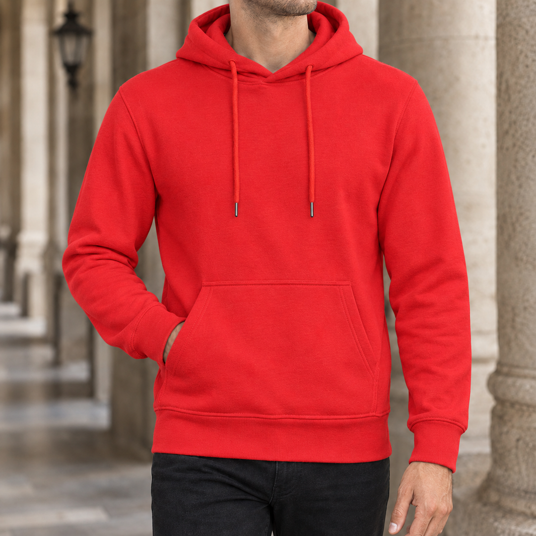 Men's Casual Pullover Hoodie Red