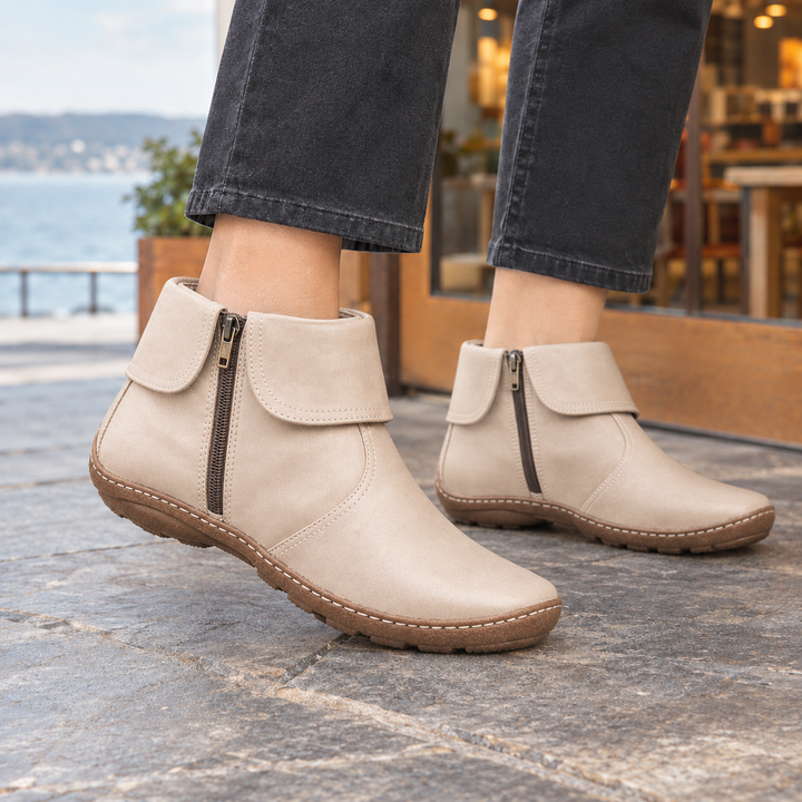 Women's Zip Ankle Boots Off White