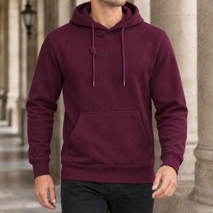 Men's Casual Pullover Hoodie Burgundy