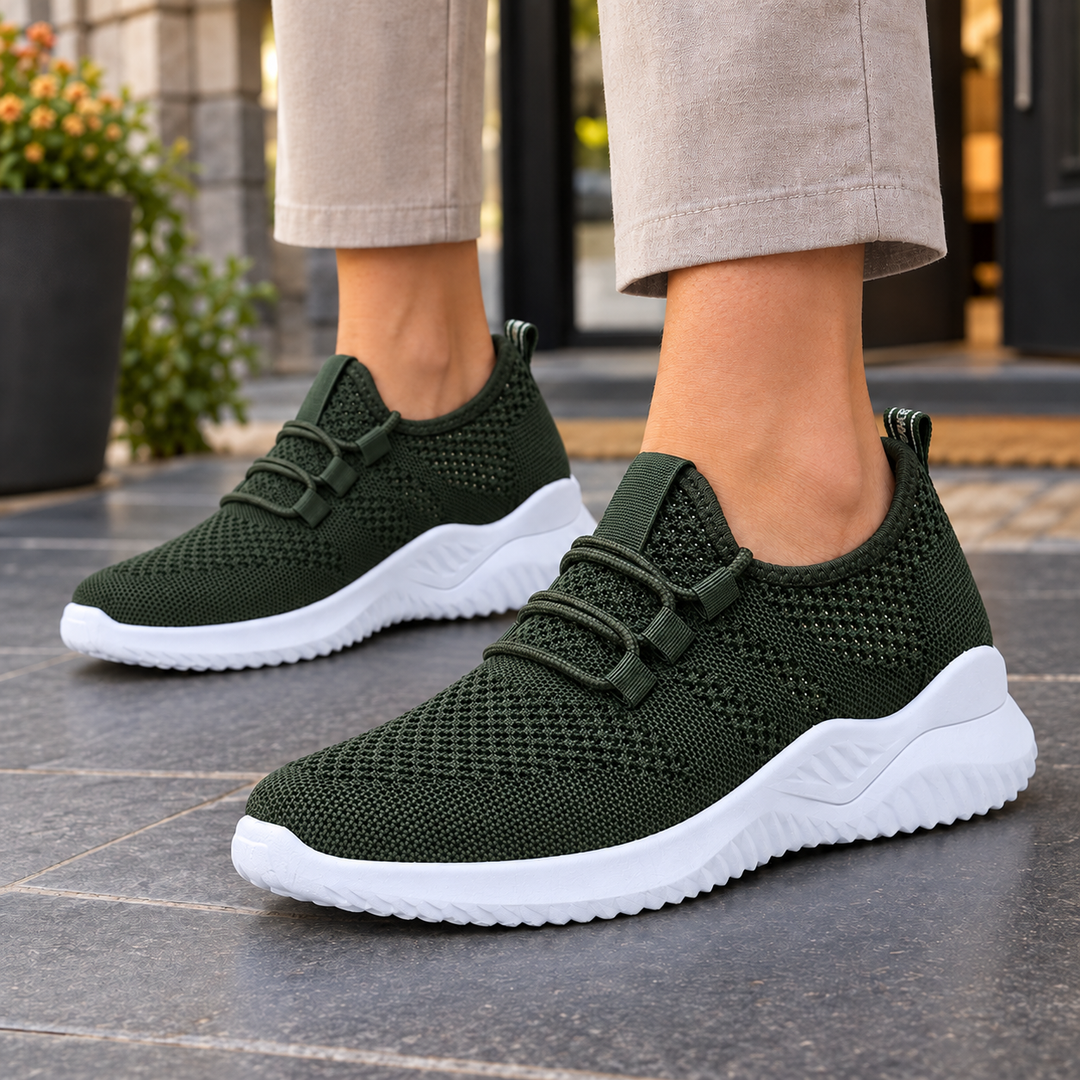 Women's Knit Sneakers Dark Green