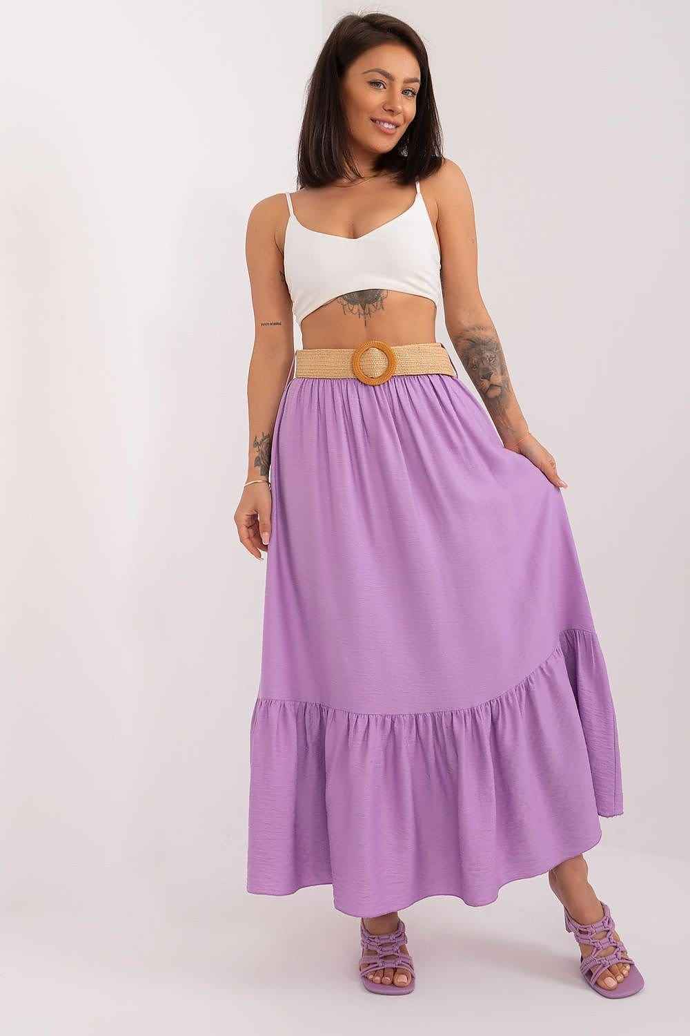 Women's Lilac Ruffle Maxi Skirt