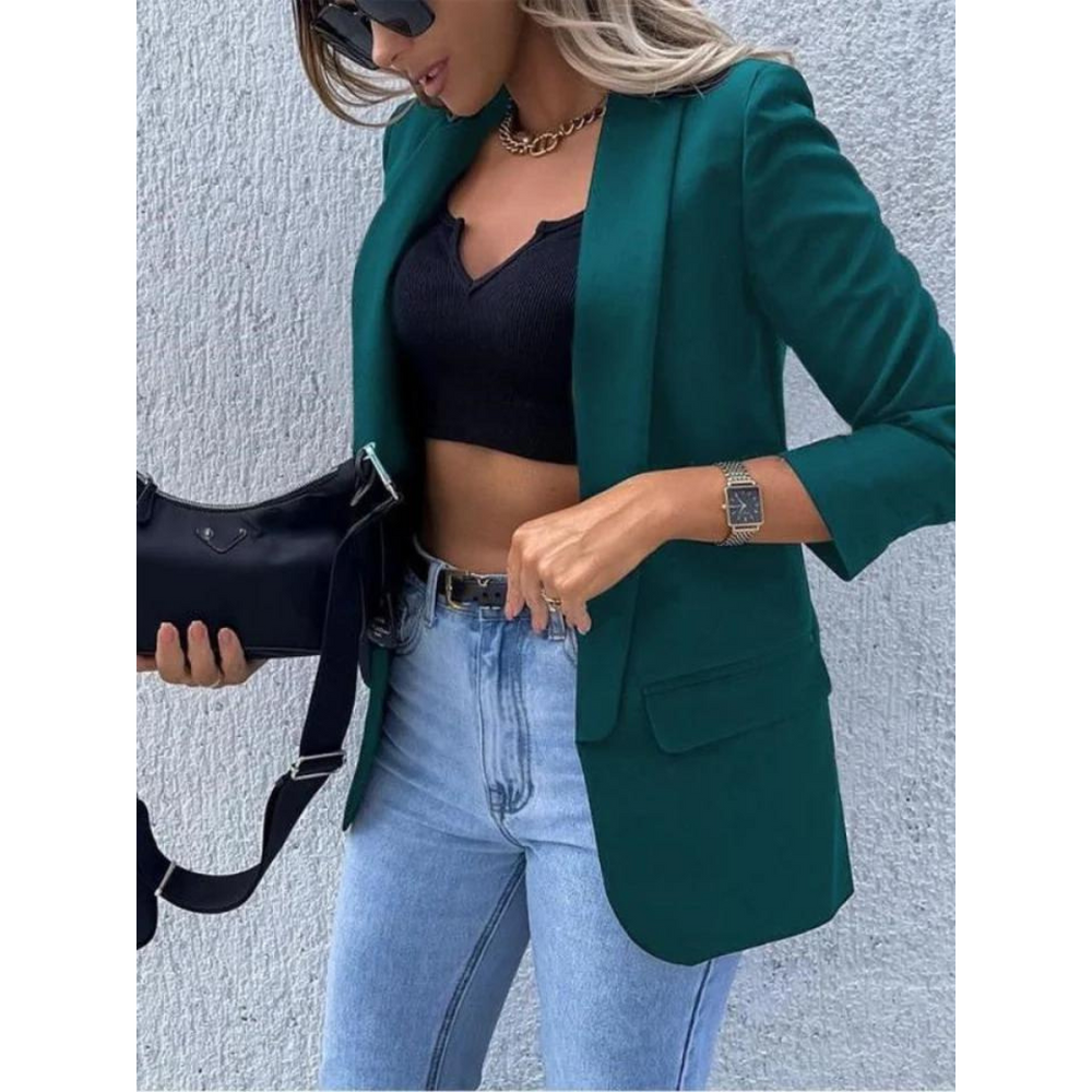 Women's Chic Open Blazer Green