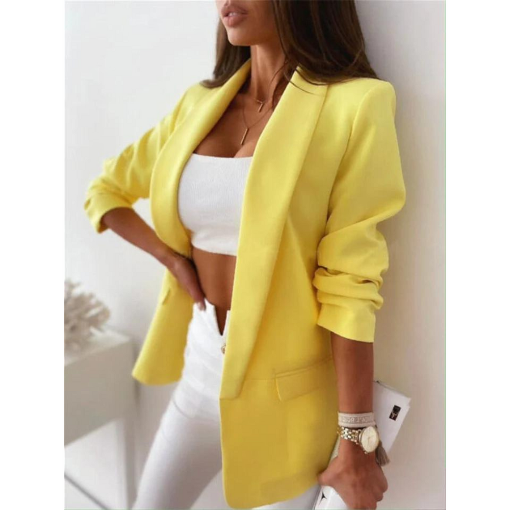 Women's Chic Open Blazer Yellow
