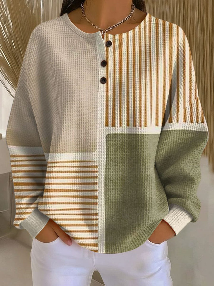 Women's Ribbed Knit Crew Neck Sweater Beige