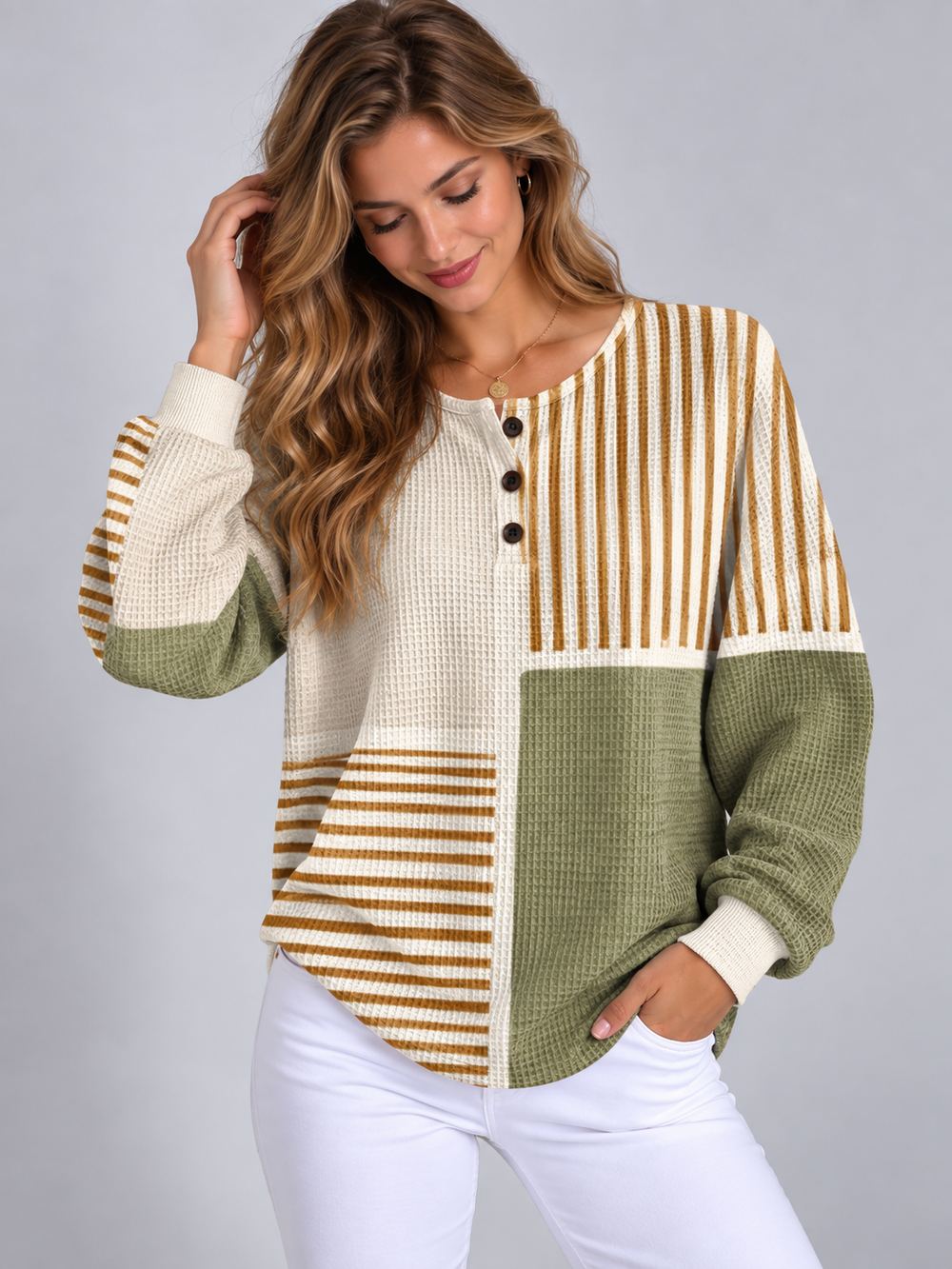 Women's Ribbed Knit Crew Neck Sweater