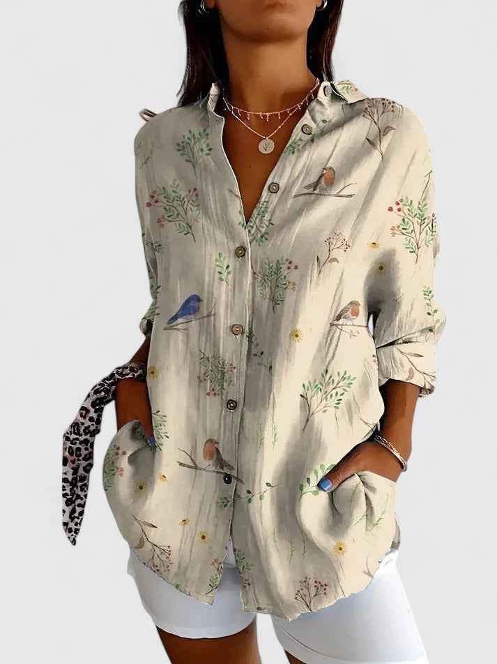 Women's Breezy Floral Top Birds