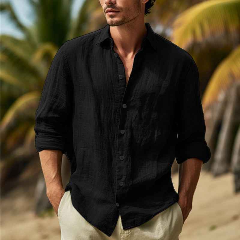 Men's Stylish Long Sleeve Shirt - William Design Black