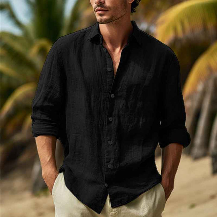 Men's Stylish Long Sleeve Shirt - William Design Black