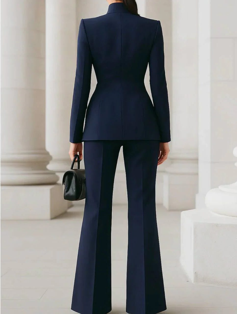 Women's Double-Breasted Blazer and Wide Leg Pants Set