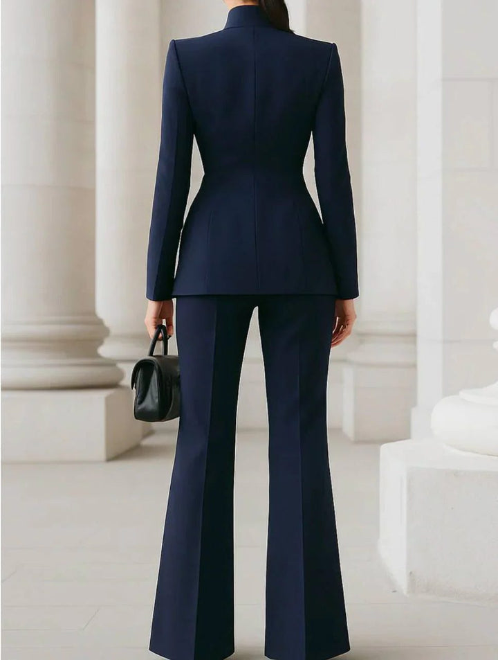 Women's Double-Breasted Blazer and Wide Leg Pants Set