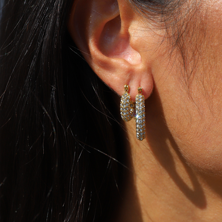 Judie | Women's Elegant Hoop Earrings with Zirconia Stones