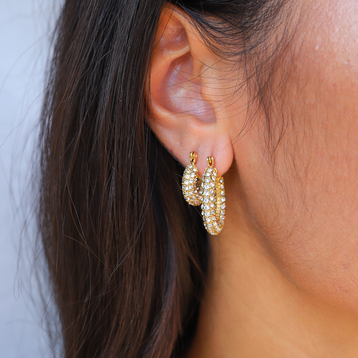 Judie | Women's Elegant Hoop Earrings with Zirconia Stones