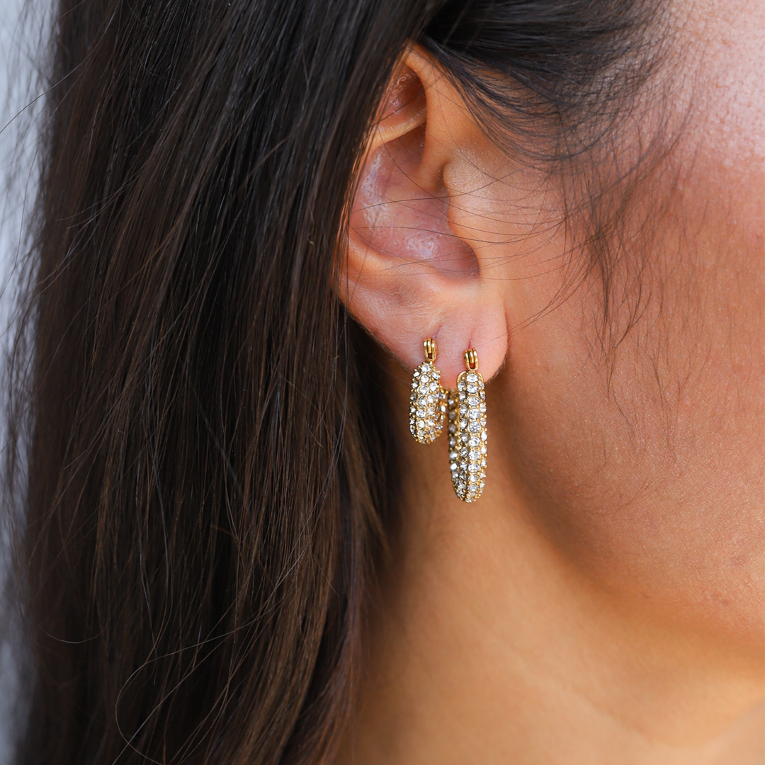 Judie | Women's Elegant Hoop Earrings with Zirconia Stones