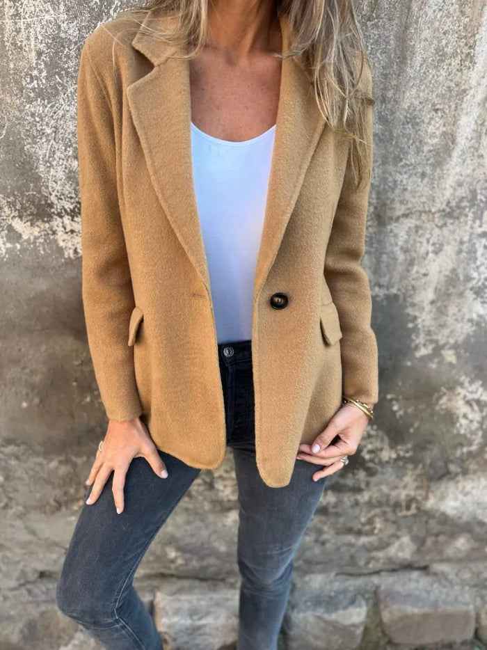 Women's Winter Blazer - Stylish & Warm Outerwear Camel