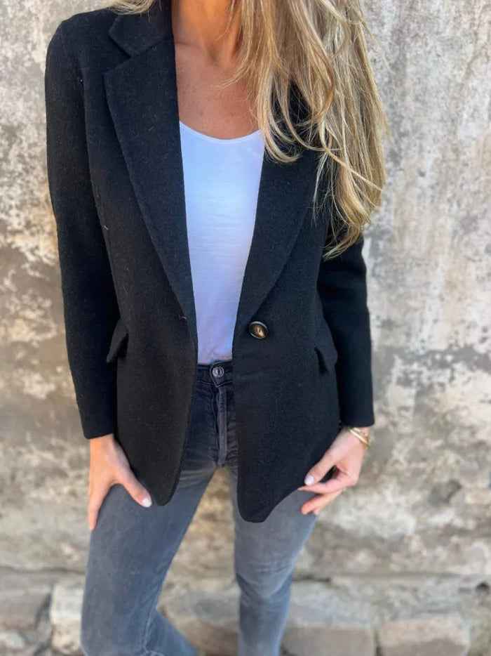 Women's Winter Blazer - Stylish & Warm Outerwear Black