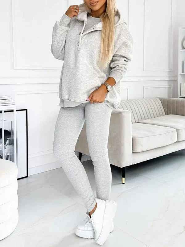 Women's Relaxed Fit Hoodie & High Waist Leggings Loungewear Set – Comfortable Casual Wear