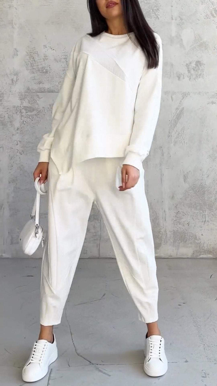 Chic Women's Two-Piece Set for Casual Comfort White