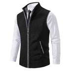 Men's Sleeveless Knitted Sweater Vest - Regular Fit with Zipper - Business Casual Style Black