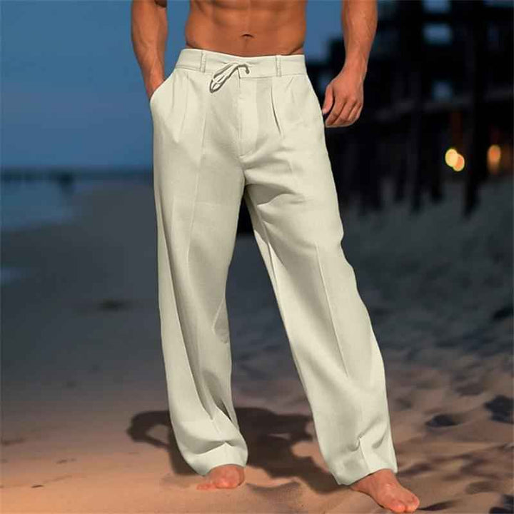 Men's Unicoloured Relaxed Summer Trousers Khaki