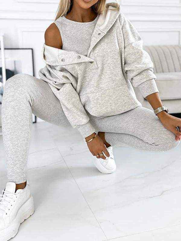 Women's Relaxed Fit Hoodie & High Waist Leggings Loungewear Set – Comfortable Casual Wear