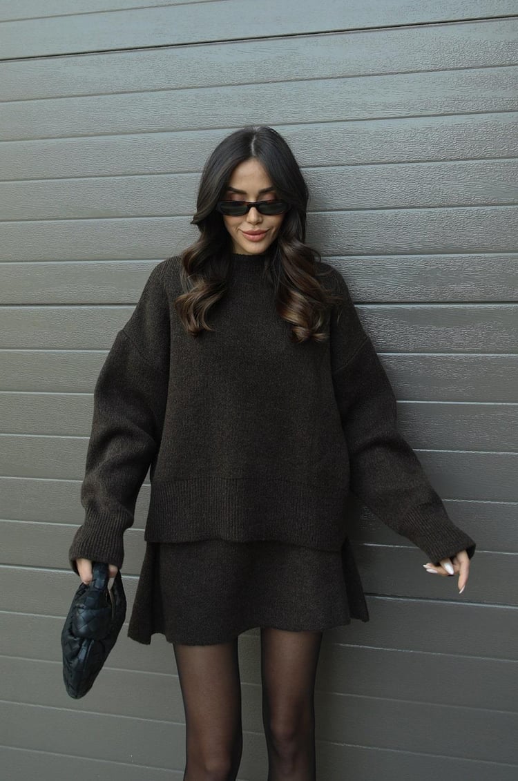 Violet | Women's Knitted Top and Skirt Set