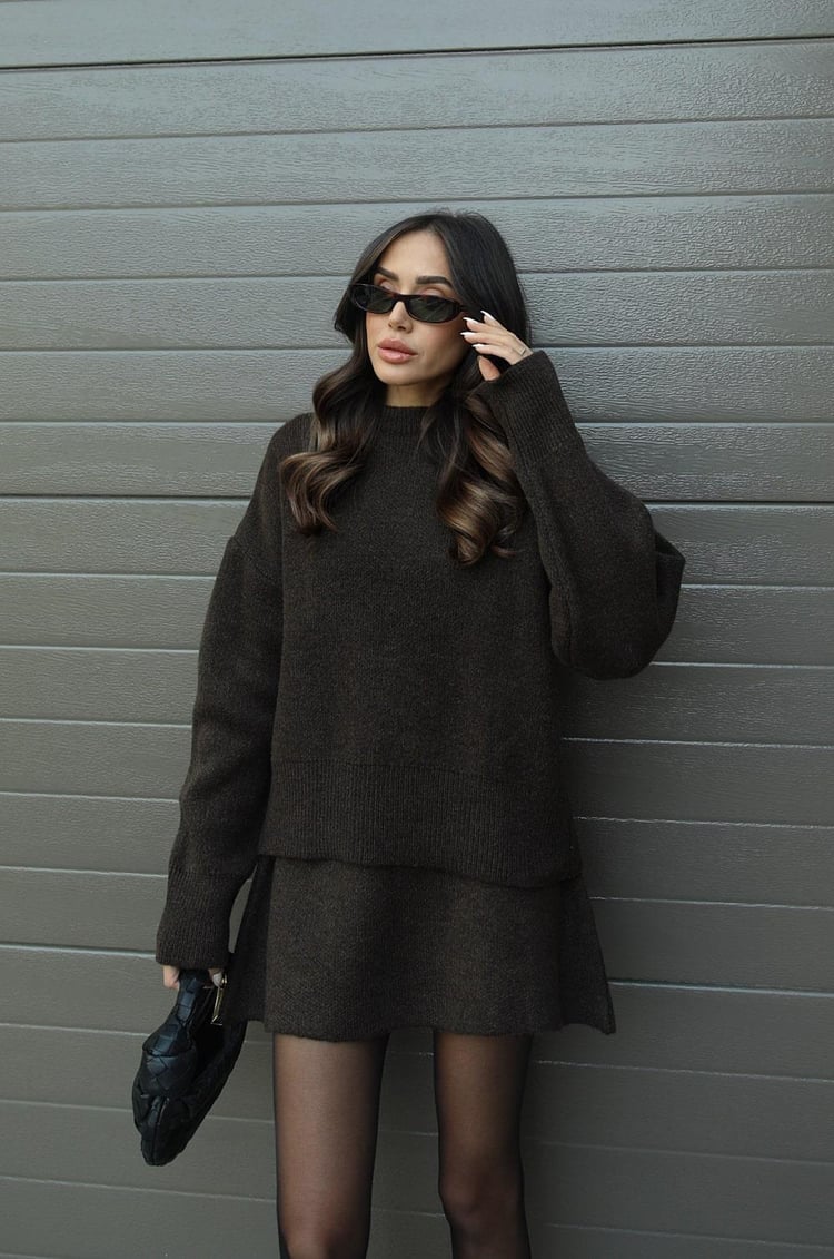 Violet | Women's Knitted Top and Skirt Set