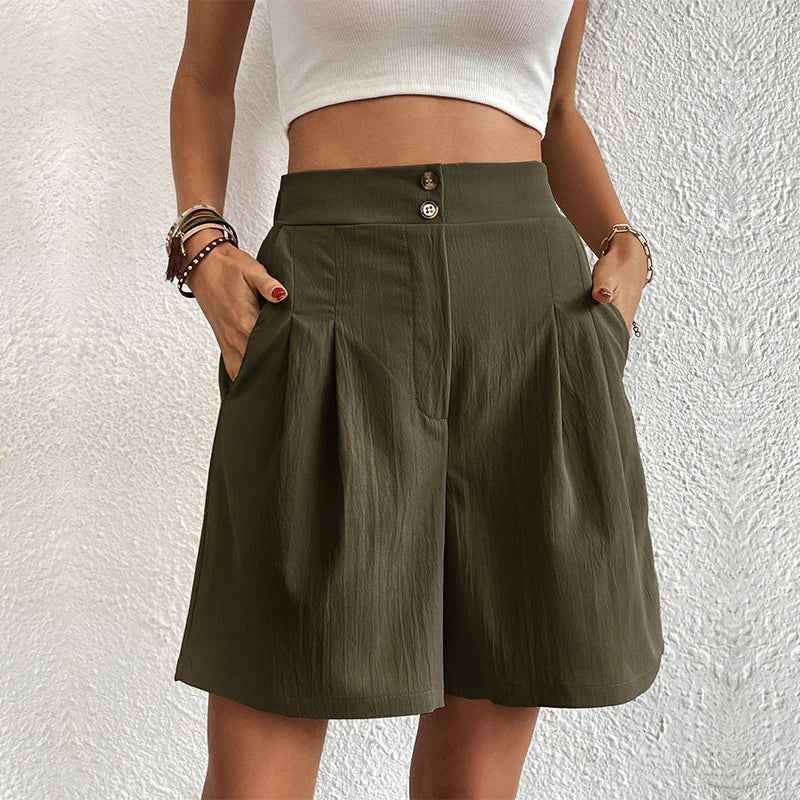 Trendy Women's Relaxed Shorts Green