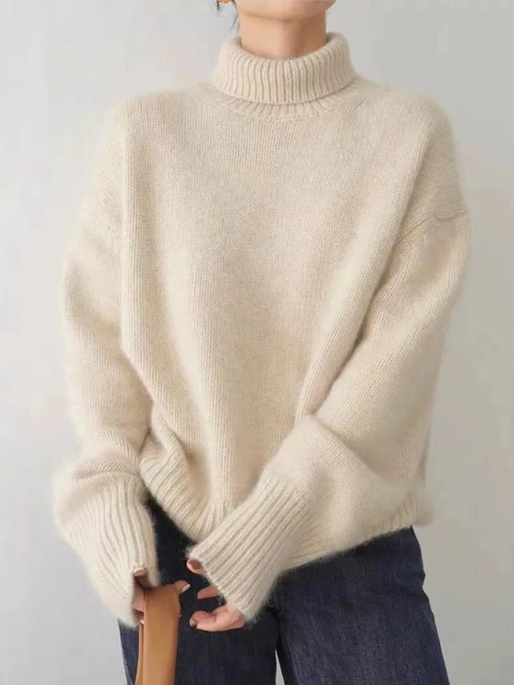 Women's Ribbed Knit Cashmere Turtleneck Sweater