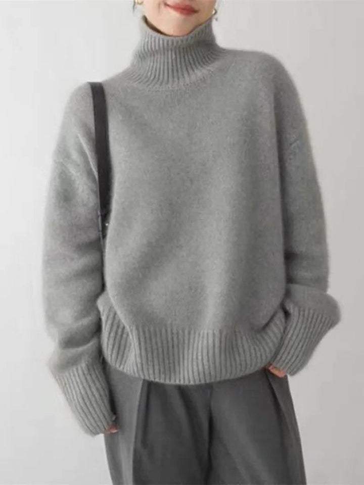 Women's Ribbed Knit Cashmere Turtleneck Sweater
