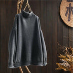 Women's Wool Crewneck Relaxed Fit Textured Sweater Winter Gray