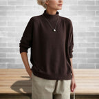 Women's Wool Crewneck Relaxed Fit Textured Sweater Winter