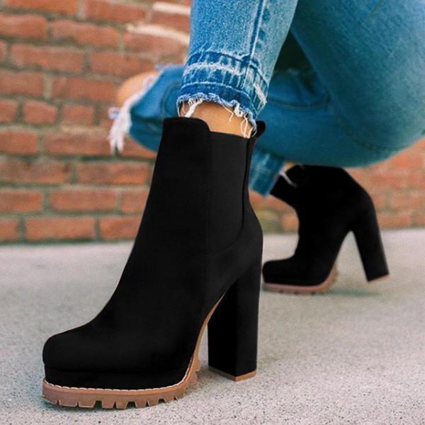 Damen-Plateau-Stiefeletten mit Blockabsatz