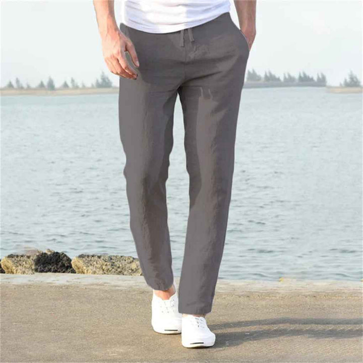 Men's Casual Linen Trousers for Warm Weather Comfort Gray