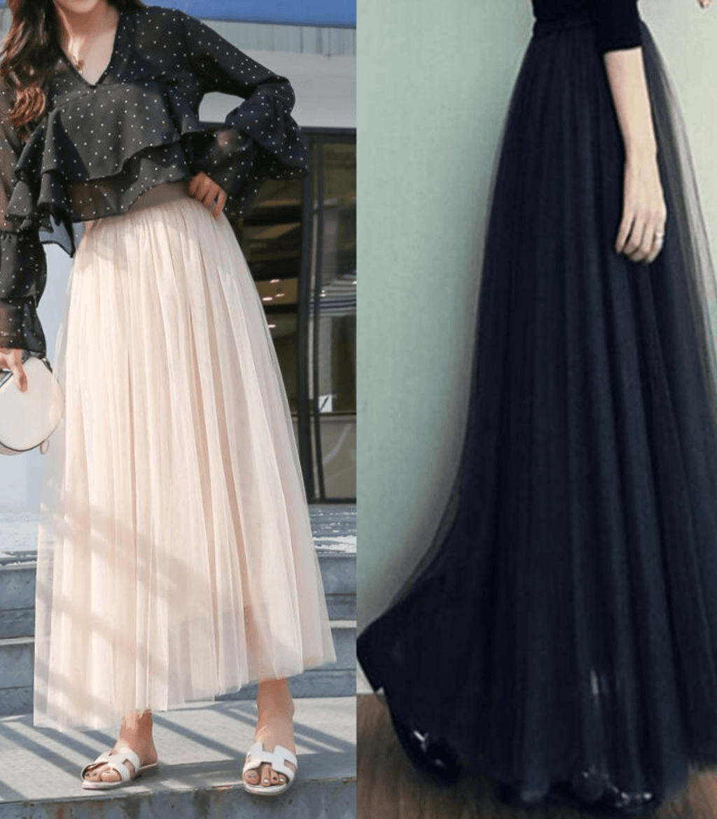 Women's High Waist Tulle Maxi Skirt - Layered & Airy Design