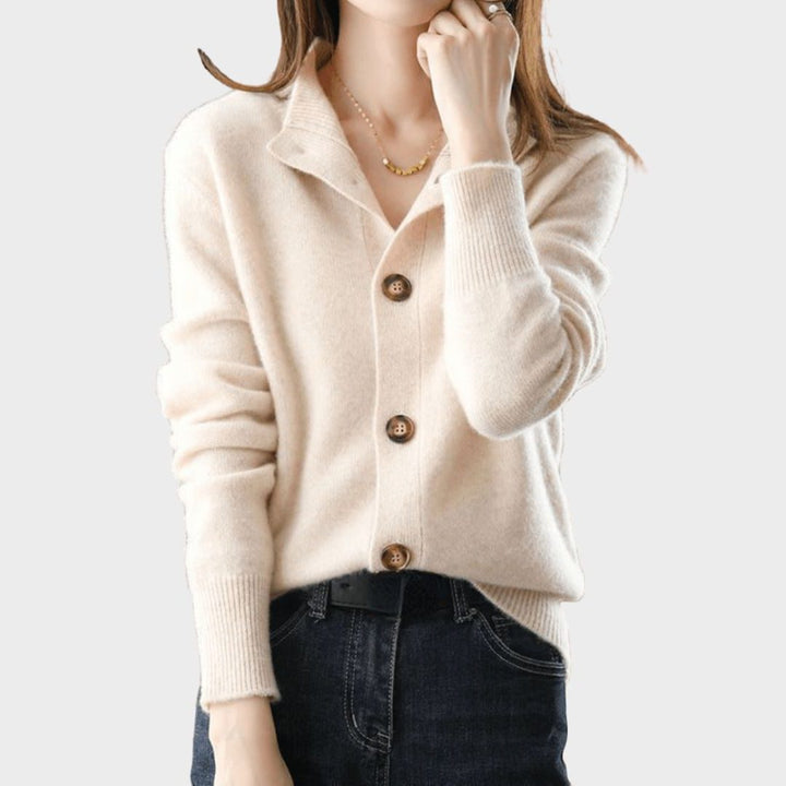 Women's Ribbed Knit Cardigan with Button-Up Closure