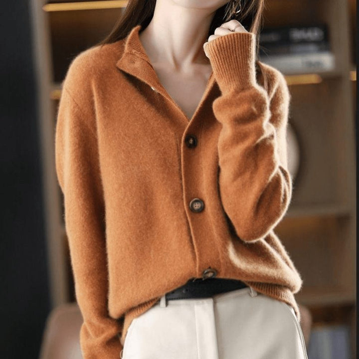 Women's Ribbed Knit Cardigan with Button-Up Closure