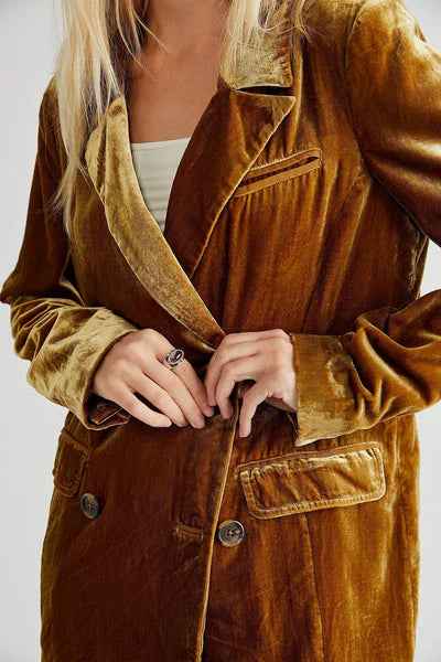 Women's Tailored Velour Blazer - Double Lined with Classic Lapel