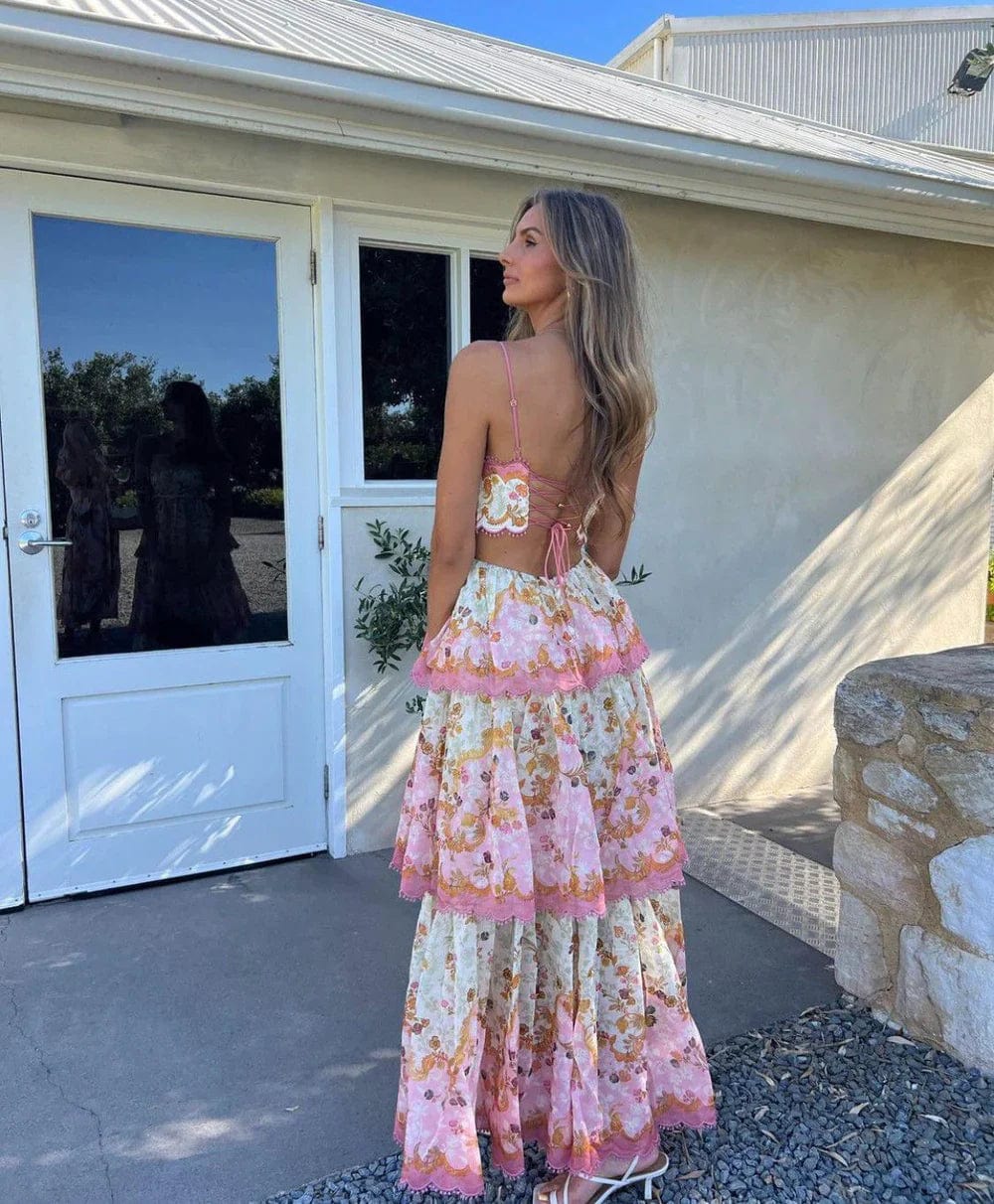 Aislin | Women's Embroidered Ruffle Long Summer Dress