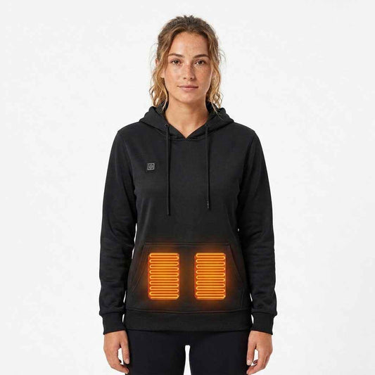 Women's Relaxed Fit Hooded Drawstring Kangaroo Pocket Pullover Black